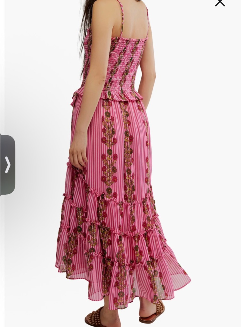 Free People Alejandra Pink Floral Smocked Midi Dress | M - Picture 2 of 11